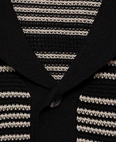 Mango Men's Striped Braided Knit Polo Shirt