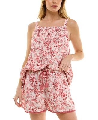Roudelain Women's Flared Tank Top & Short Pajama Set