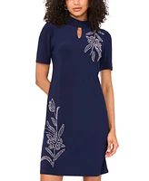 Msk Petite Embellished Short-Sleeve Sheath Dress