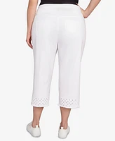 Ruby Rd. Plus Embroidered Hem Soft Stretch Denim Capri Pants