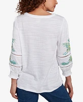 Ruby Rd. Plus Solid Embroidered Textured Knit Top
