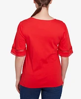 Ruby Rd. Plus Solid Diamond Stitch Short Sleeve Top