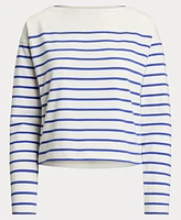 Lauren Ralph Women's Striped Cotton Jersey Boatneck Top