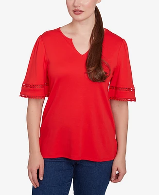 Ruby Rd. Plus Solid Diamond Stitch Short Sleeve Top