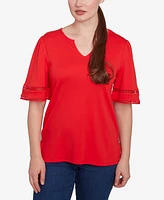 Ruby Rd. Plus Solid Diamond Stitch Short Sleeve Top