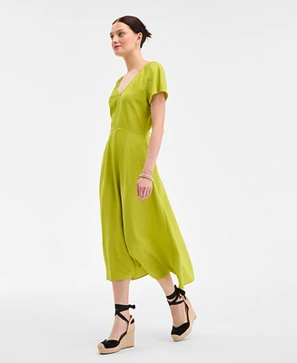 On 34th Women's Flutter-Sleeve Printed Textured Midi Dress, Exclusively at Macy's