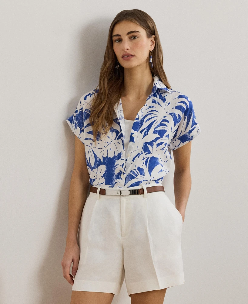 Lauren Ralph Women's Relaxed-Fit Print Short-Sleeve Shirt