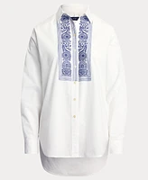 Lauren Ralph Lauren Women's Geo-Embroidered Cotton Broadcloth Shirt