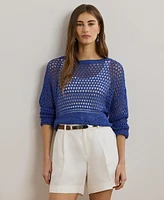 Lauren Ralph Lauren Women's Pointelle-Knit Linen-Blend Sweater