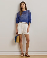Lauren Ralph Lauren Women's Pointelle-Knit Linen-Blend Sweater