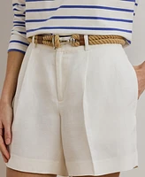 Lauren Ralph Women's Pleated Linen-Blend Twill Shorts