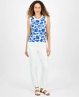 Style & Co Petite Sleeveless Floral-Print Sweater, Exclusively at Macy's