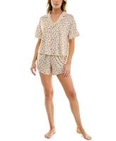 Roudelain Women's Oversized Shirt, Cami & Boxer Short Pajama Set