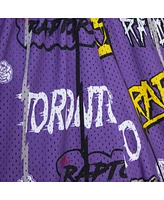 Mitchell & Ness Men's Purple Toronto Raptors 1998/99 Hardwood Classics Slap Sticker Swingman Shorts