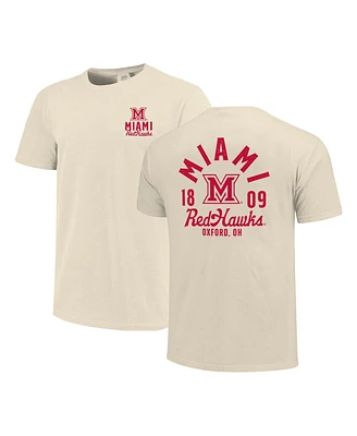 Image One Men's Cream Miami University RedHawks Comfort Colors Mascot Overlay T-Shirt