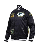 Pro Standard Men's Black Green Bay Packers Sublimated Satin Full-Snap Jacket