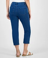 Style & Co Petite Embroidered-Hem Cropped Jeans, Exclusively at Macy's