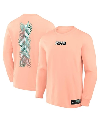 Formula 1 Men's Coral Miami Palms Chevron Long Sleeve T-Shirt