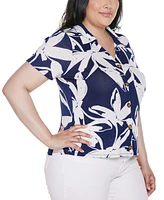 Belldini Plus Floral Button-Front Knit Top
