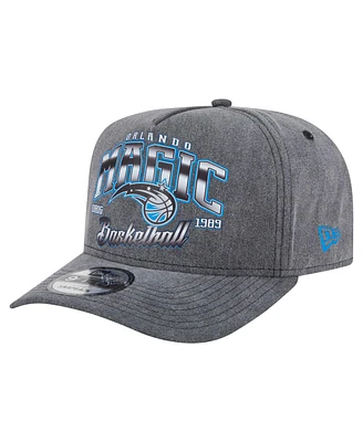 New Era Men's Charcoal Orlando Magic Throwback Washed Pre-Curved 9FIFTY Snapback Hat