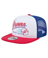 New Era Men's White/Red Atlanta Braves Retro Script Trucker 9FIFTY Snapback Hat