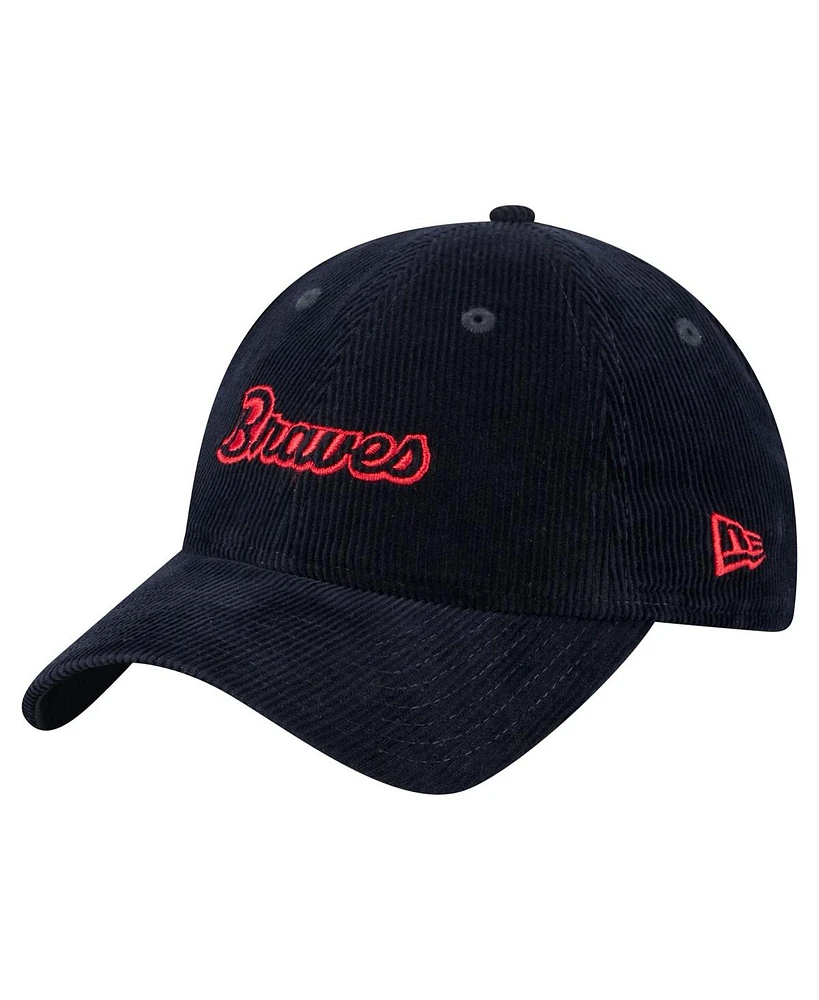 New Era Women's Navy Atlanta Braves Corduroy 9TWENTY Adjustable Hat