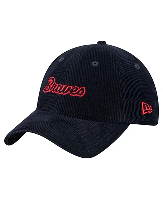 New Era Women's Navy Atlanta Braves Corduroy 9TWENTY Adjustable Hat