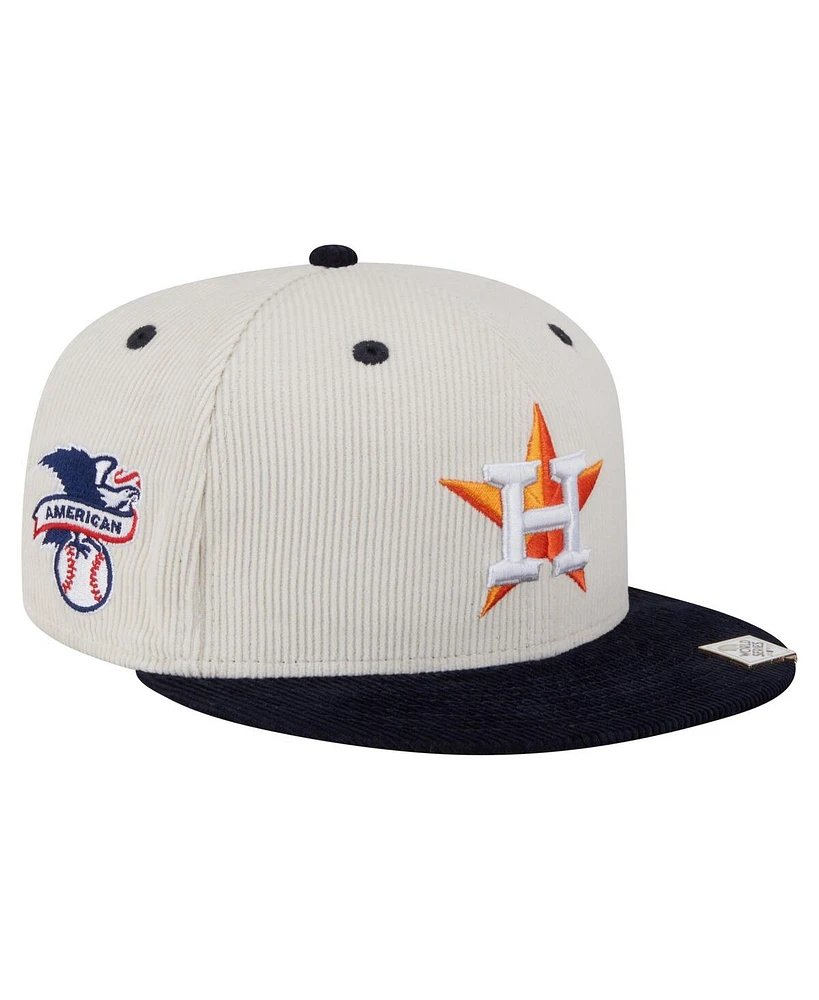 New Era Men's Cream/Navy Houston Astros Two-Tone Corduroy 59FIFTY Fitted Hat