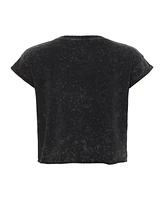 Sportiqe Men's and Women's Black New York Liberty Rock Roll Collection Gwen Mineral Wash Cropped T-Shirt