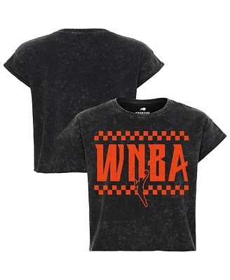 Sportiqe Men's and Women's Black Wnba Rock Roll Collection Gwen Mineral Wash Cropped T-Shirt