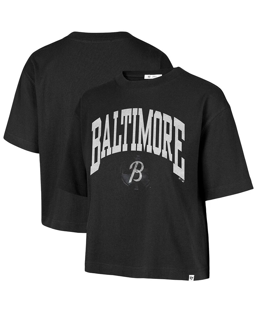 '47 Brand Women's Black Baltimore Orioles City Connect Shale Drop Shoulder Cropped T-Shirt