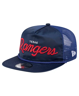New Era Men's Navy Texas Rangers Retro Satin Script Golfer Adjustable Hat