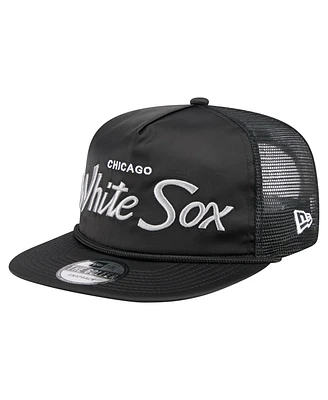 New Era Men's Black Chicago White Sox Retro Satin Script Golfer Adjustable Hat