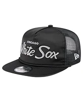New Era Men's Black Chicago White Sox Retro Satin Script Golfer Adjustable Hat