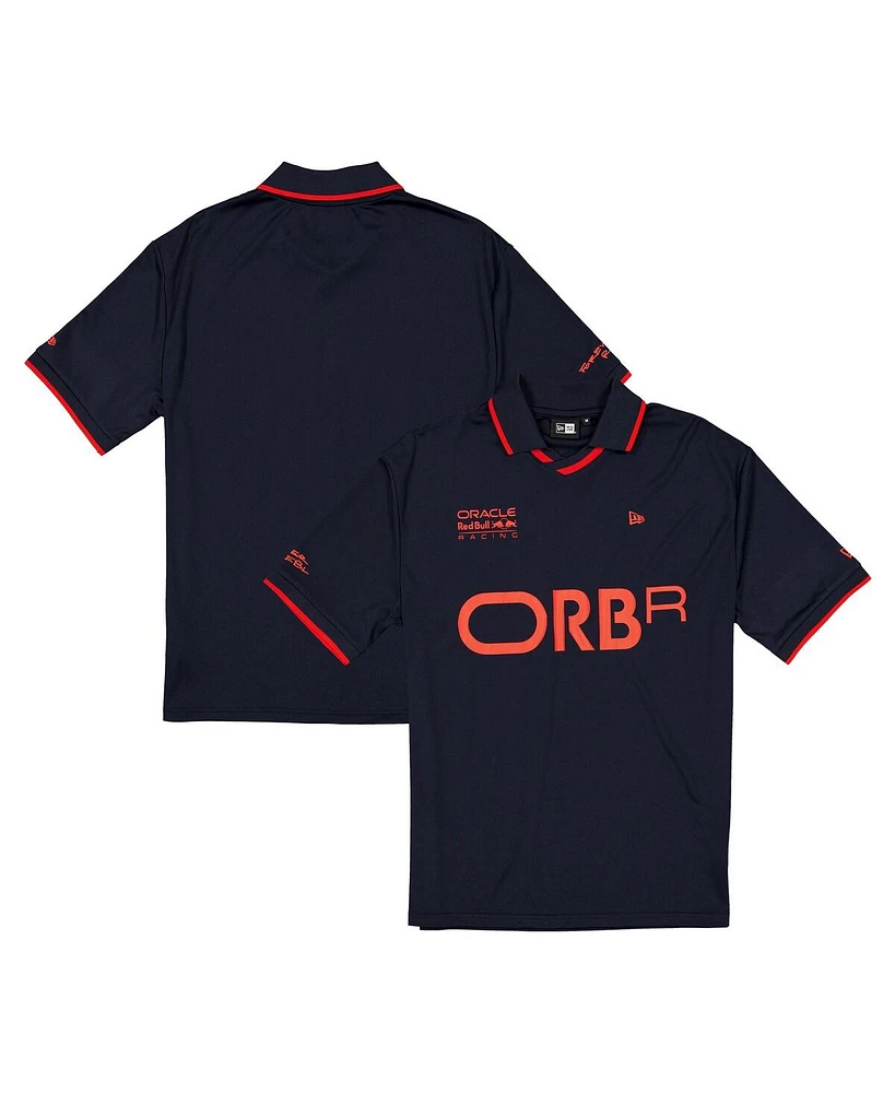 New Era Men's Navy Red Bull Racing Graphic Collared Soccer Shirt