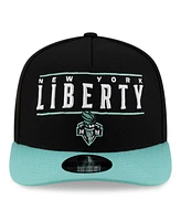 New Era Men's and Women's Black/Green New York Liberty 2025 Wnba Draft A-Frame 9FIFTY Snapback Hat