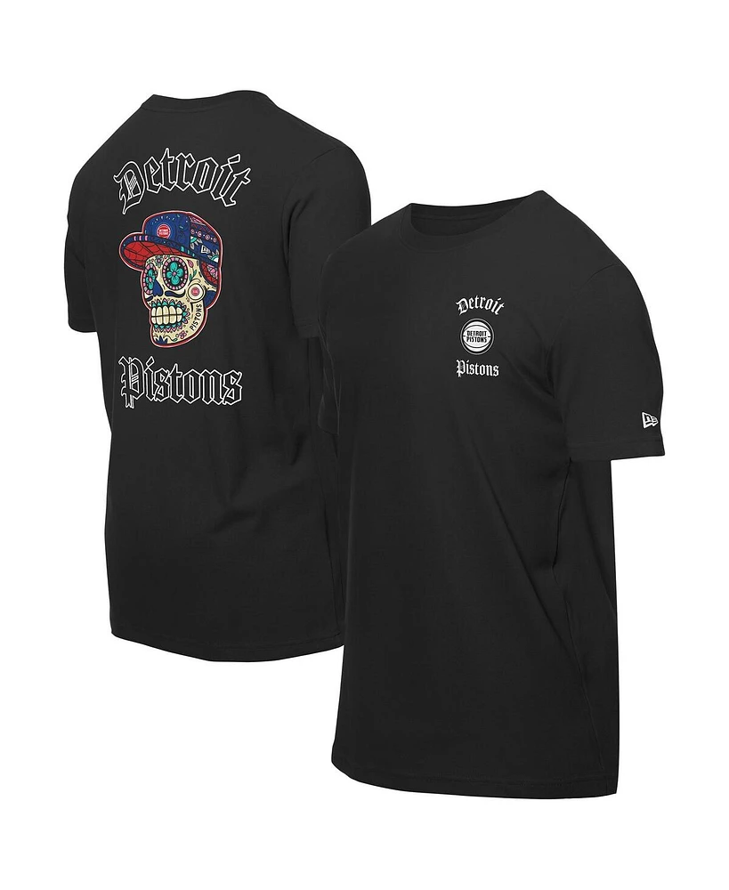 New Era Men's Black Detroit Pistons Sugar Skulls T-Shirt