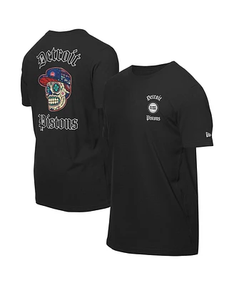 New Era Men's Black Detroit Pistons Sugar Skulls T-Shirt