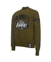 Two Hype x Nba Men's Olive Los Angeles Lakers Culture Hoops Collection Premium Pullover Sweatshirt