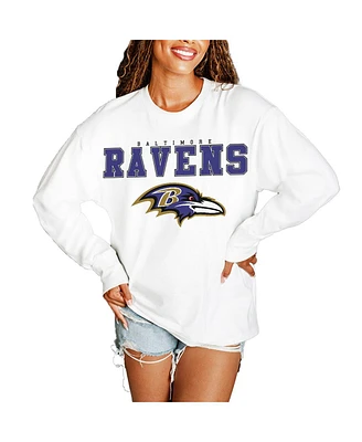 Gameday Couture Women's White Baltimore Ravens Big Goals Oversized Long Sleeve T-Shirt