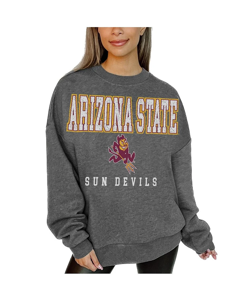Gameday Couture Women's Heather Charcoal Arizona State Sun Devils Distressed Fleece Pullover Sweatshirt
