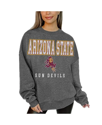 Gameday Couture Women's Heather Charcoal Arizona State Sun Devils Distressed Fleece Pullover Sweatshirt