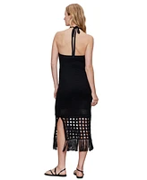 Sanctuary Women's Promenade Cotton Crochet Fringe-Hem Dress