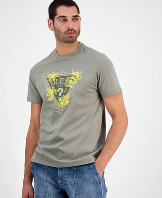 Guess Men's Flower Triangle Short Sleeve Logo Graphic T-Shirt