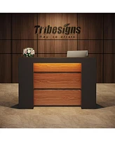 Tribesigns Reception Desk with Led Lights, 63 Inches Front Counter for Checkout, Lobby, Salon, Retail, Modern Large Table Store Shop