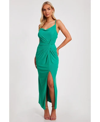 Quiz Women's Mesh Cowl Neck Maxi Dress