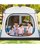 Gymax Camping Tent for 3-5 People Cabin Shelter w/ Large Double-Layer Mesh Front Door
