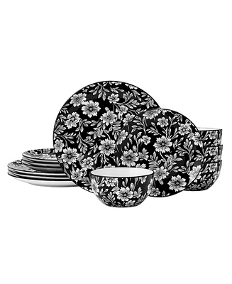 Pfaltzgraff Midnight Blooms 12-Pc. Dinnerware Set, Service for 4