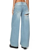Edikted Women's Ripley Distressed Low Rise Jeans