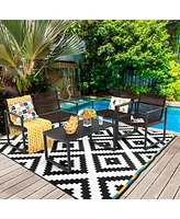Gymax 4PCS Patio Conversation Furniture Set Yard Garden Outdoor w/ Coffee Table